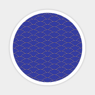 Japanese Seigaiha Gold and Dark Blue Pattern Magnet